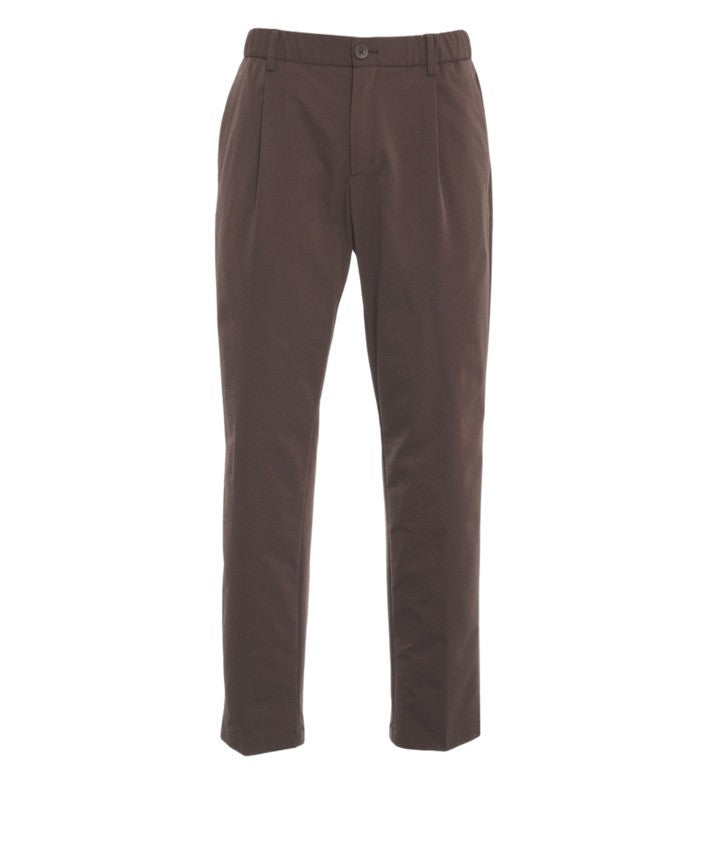 Herno Technical Stretch Seersucker Trousers With Adjustable Waist And Refined Details
