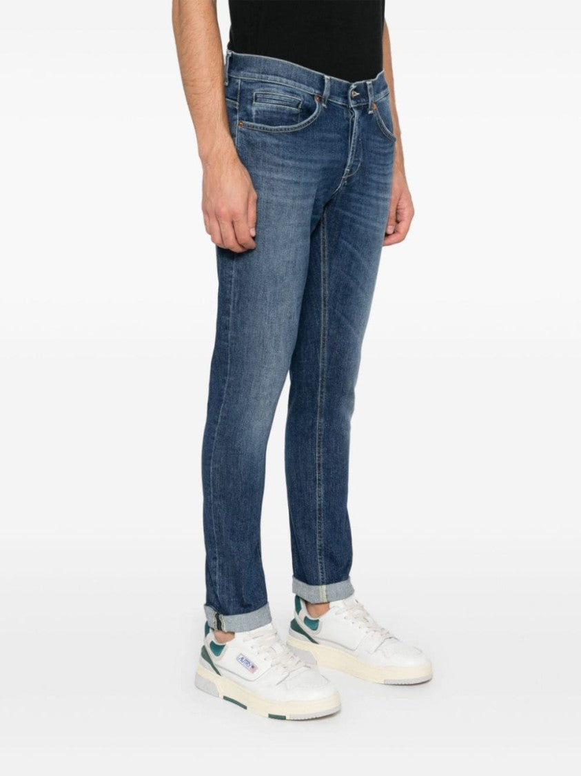 Dondup Indigo Blue Cotton Blend Denim