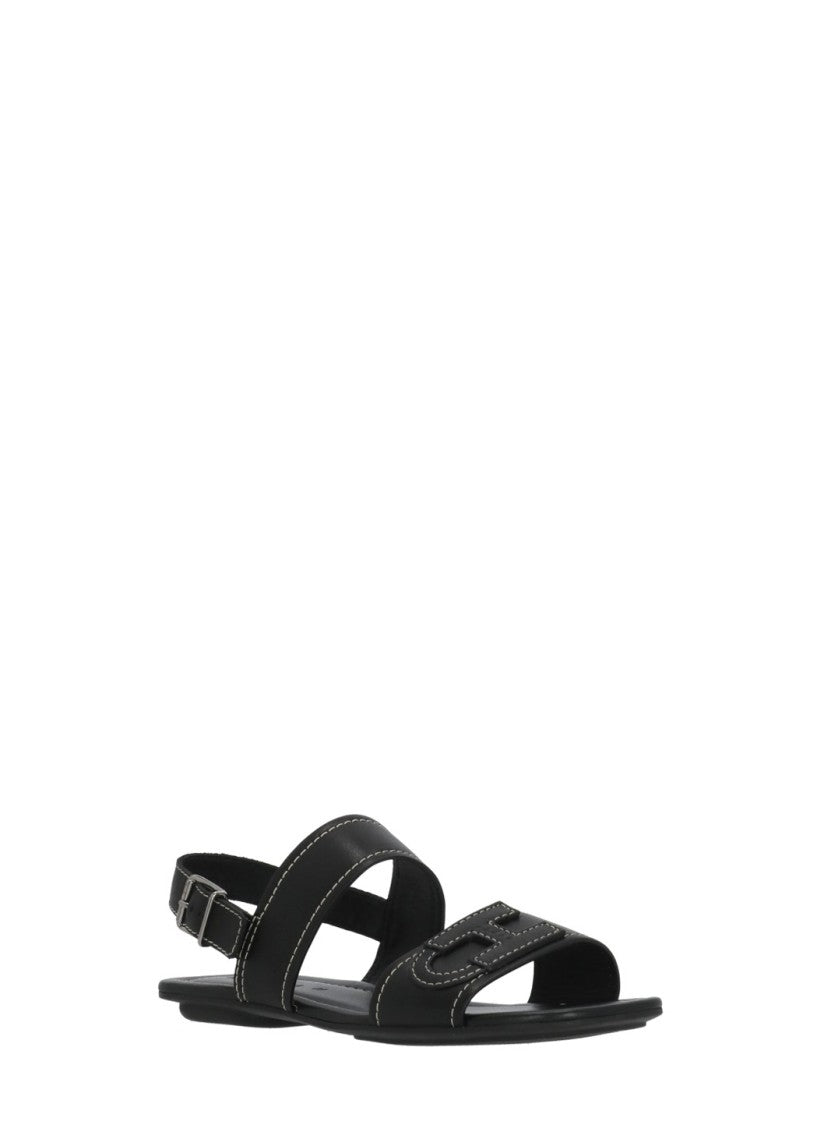 Hogan Black H685 Embossed H Sandals