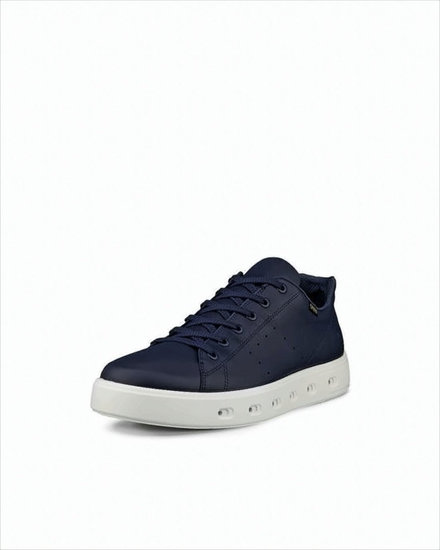 Ecco Low-Top Navy Leather Sneakers With Rubber Sole