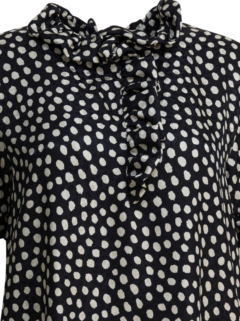 Chloé Flowing Mini Silk Dress With Ruffled Neckline