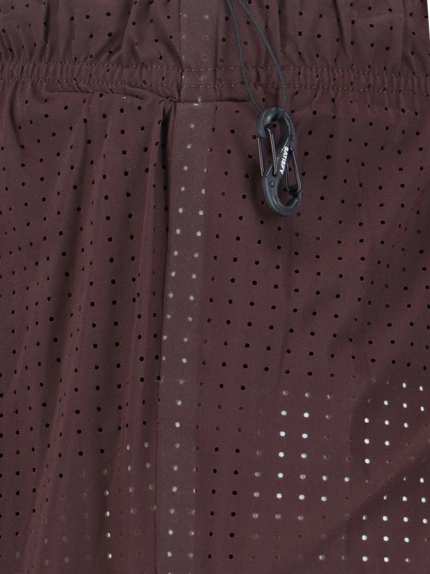 Satisfy Brown Space-O Technical Perforated Shorts