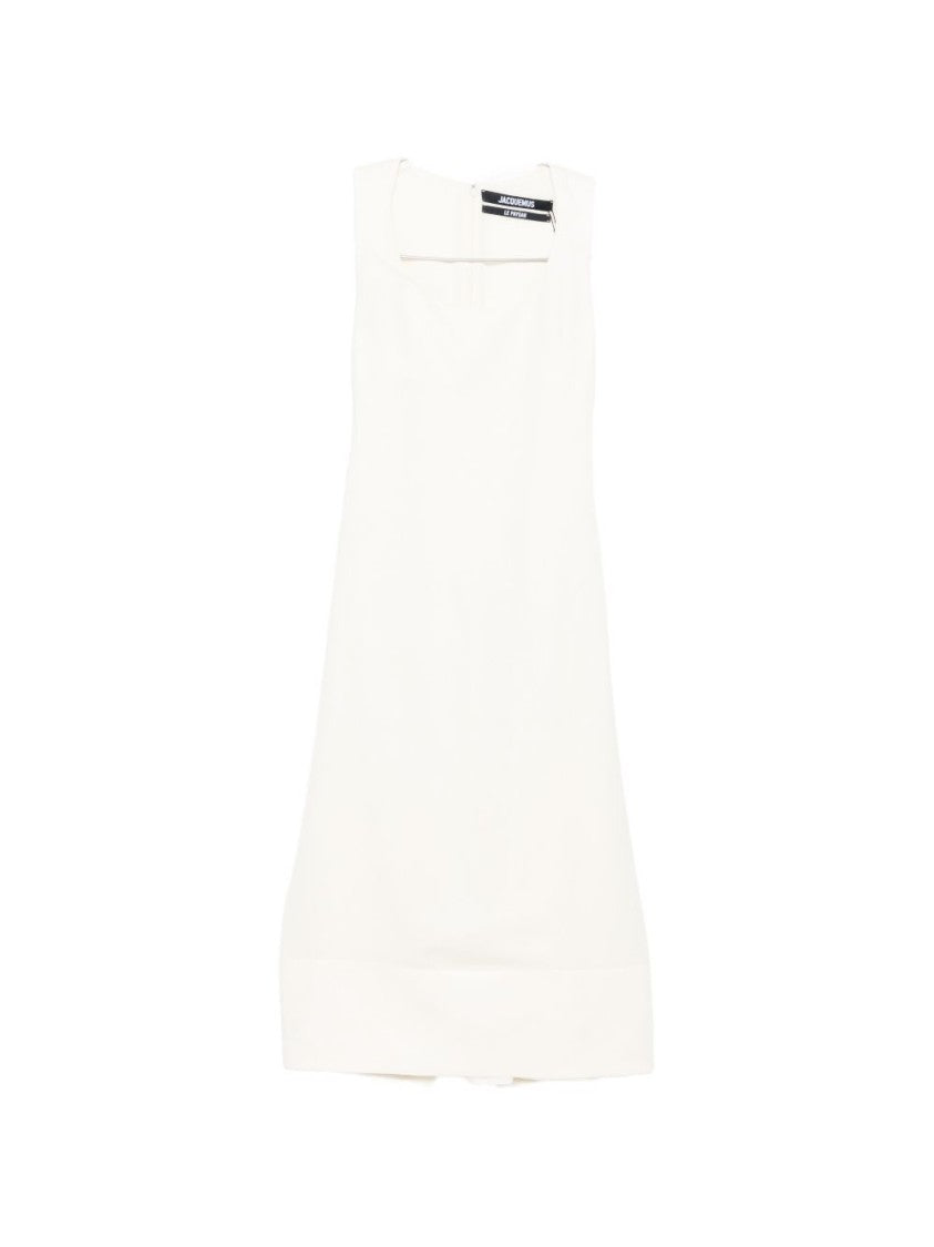 Jacquemus Beige Square Neck Sleeveless Knit Dress