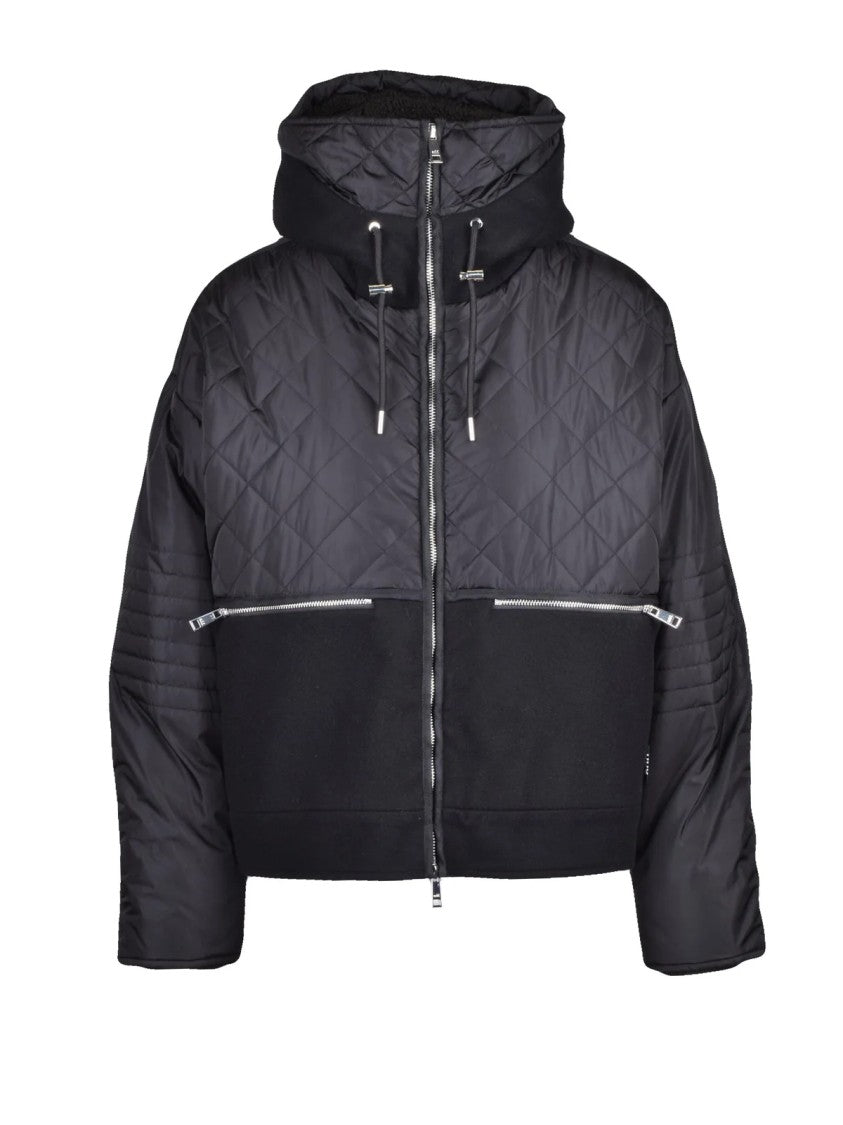 Add Quilted Wool Melton Coat With Adjustable Hood And Plush Interior
