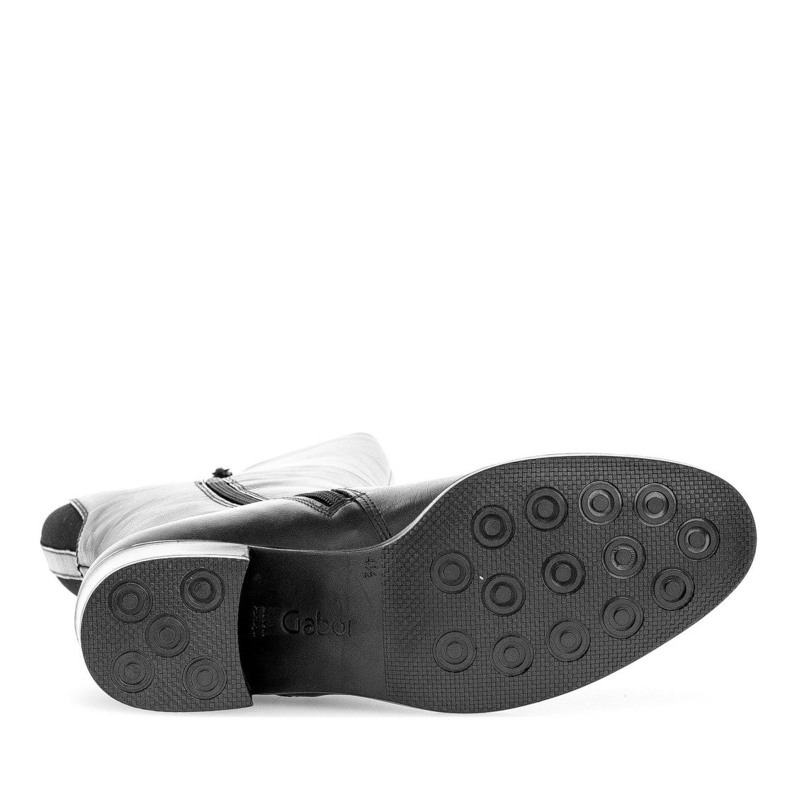 Gabor Black Mid-Height Rounded Toe Leather Boots