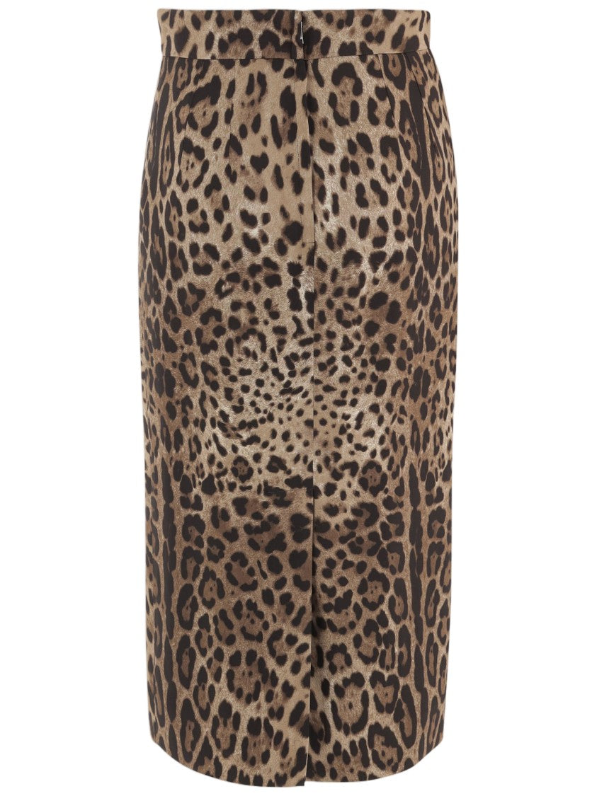 Dolce & Gabbana Fitted Stretch Viscose Skirt With Dynamic Animal Print