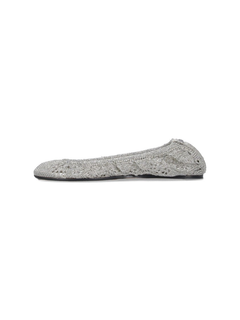 Isabel Marant "Belna" Crochet Ballet Flats – Silver