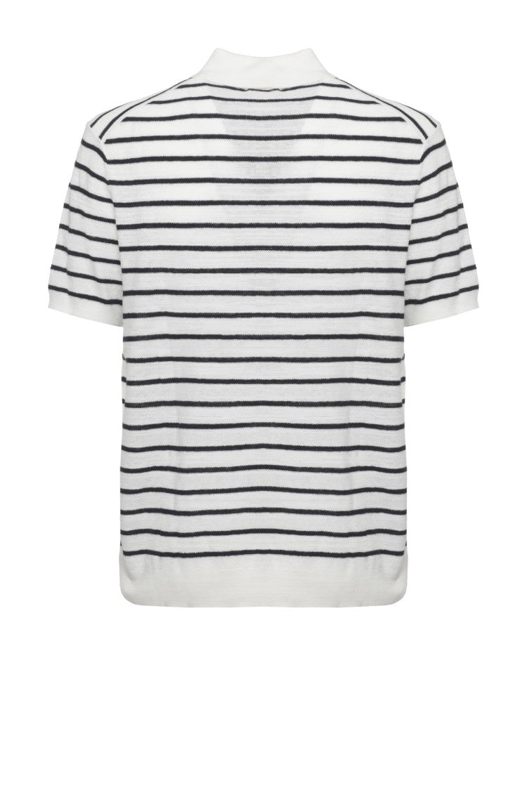 Polo Ralph Lauren Ivory Pony Striped Cotton Polo Shirt