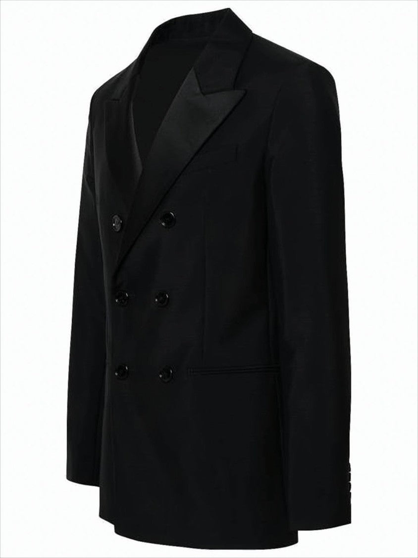 Ami Paris Double-Breasted Mohair-Wool Blend Coat With Notched Lapels