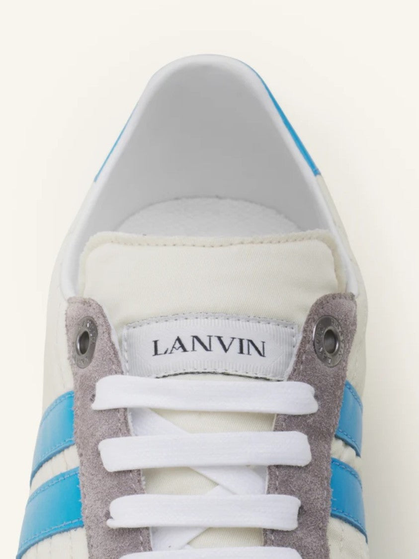 Lanvin Quilted Nylon Sneakers With Suede Overlays And Logo Stripe