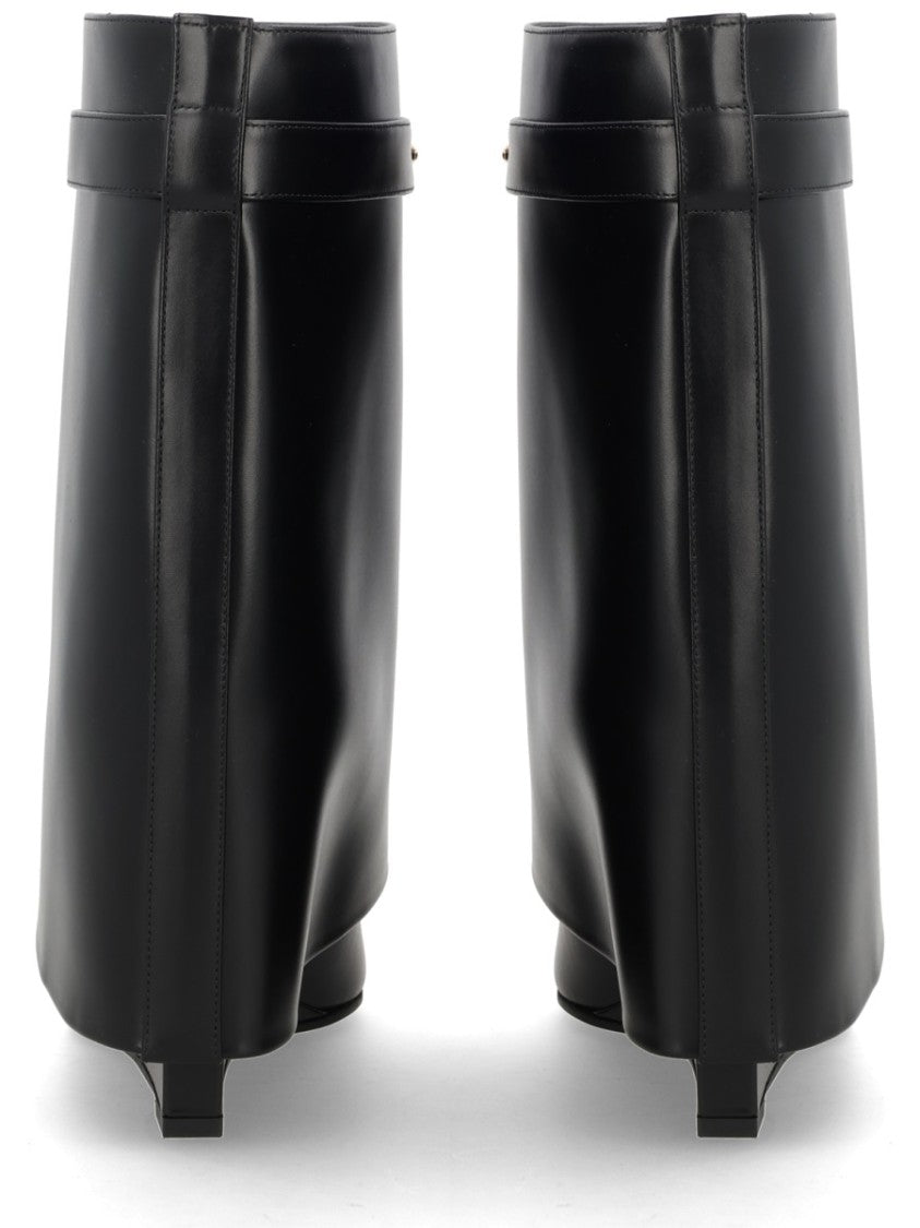 Givenchy Shark Pinch Folded Concealed Wedge Calf Leather Ankle Boots