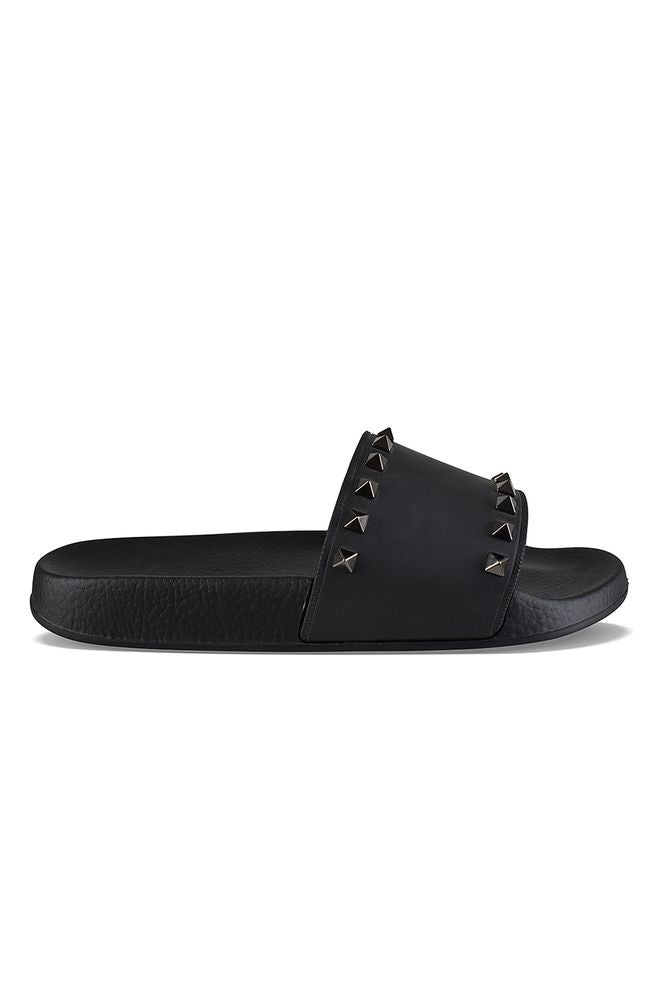 Valentino Garavani Black Leather Flip-Flops With Decorative Studs