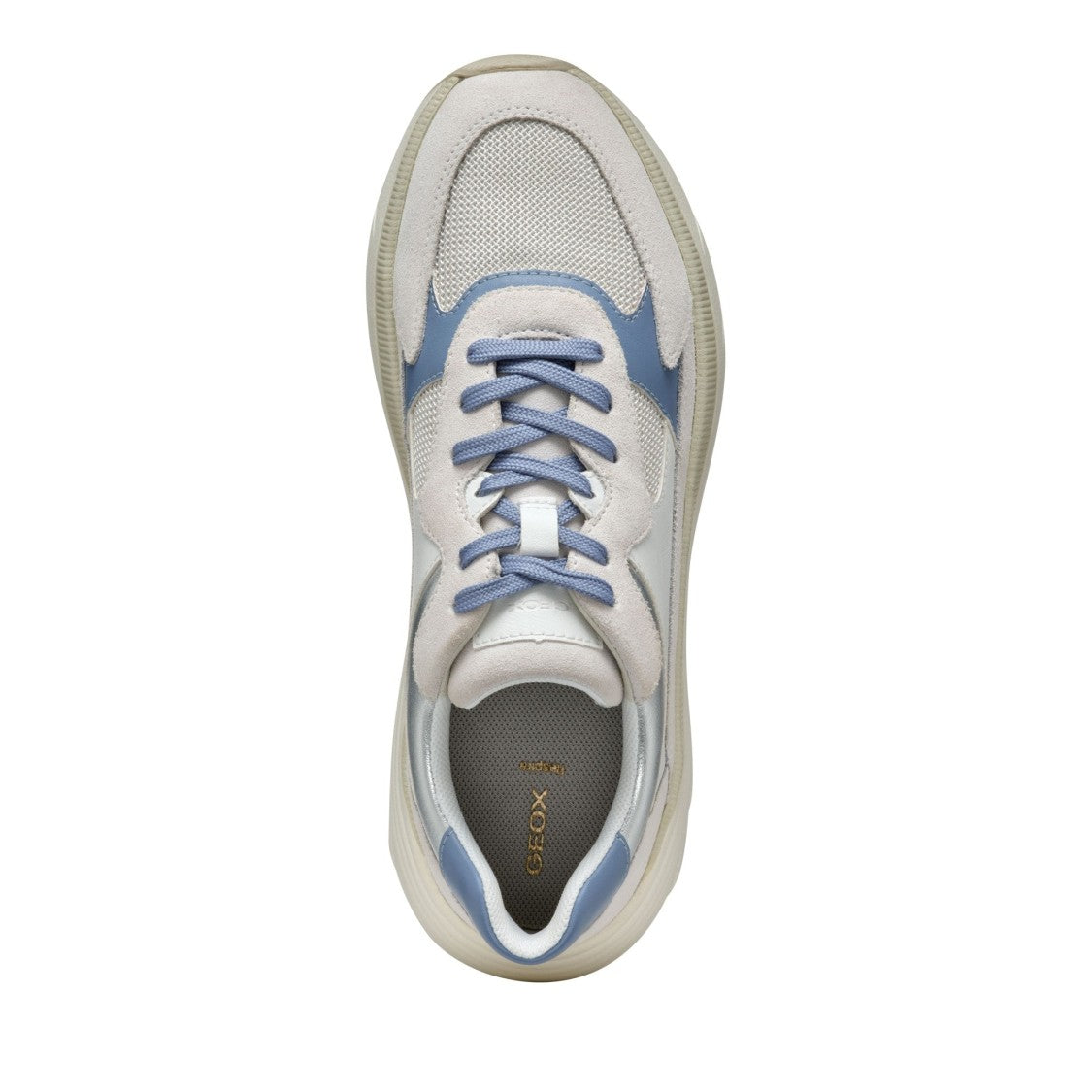 Geox Diamanta Blue Chunky Sole Suede-Blend Sneakers