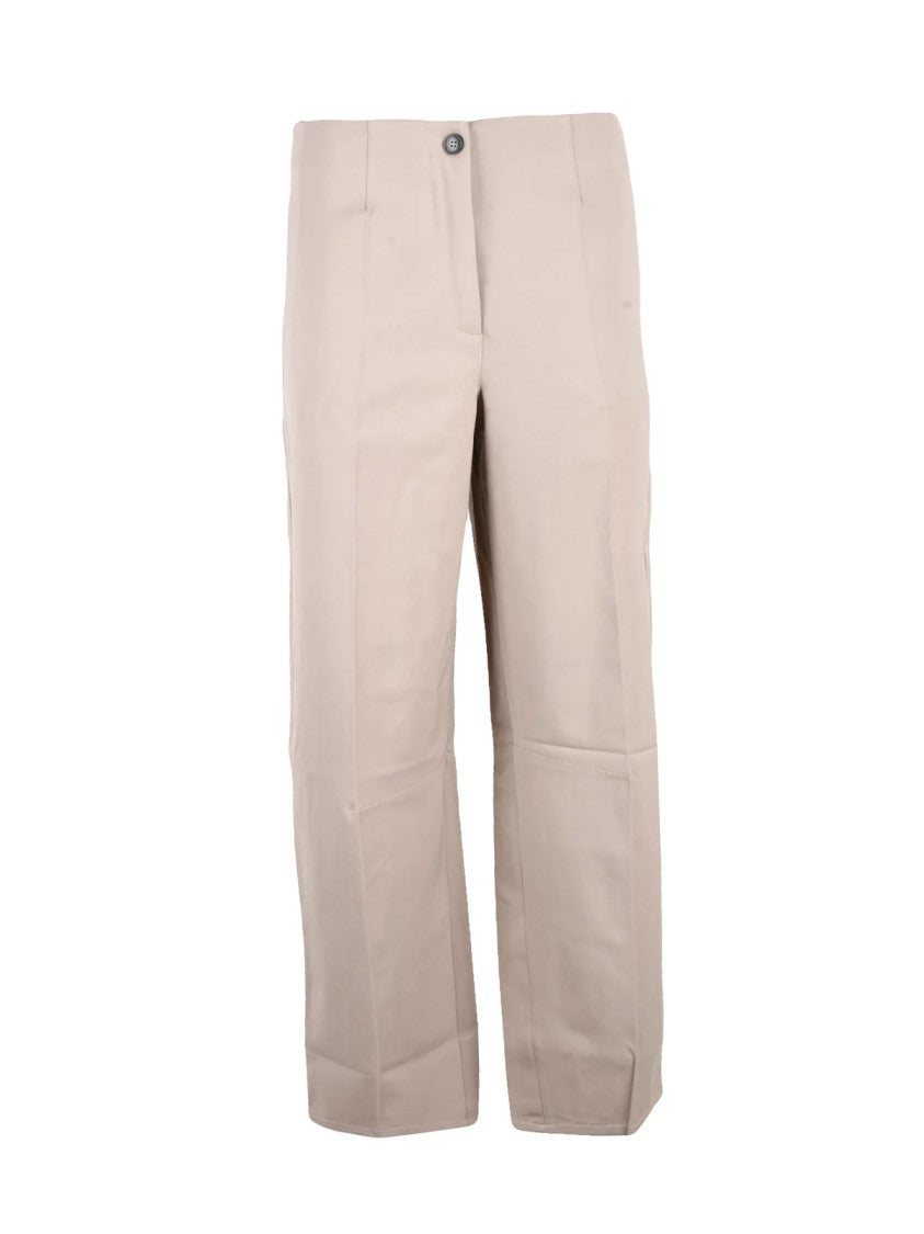 Seventy Beige Pleated High-Waisted Virgin Wool-Blend Wide-Leg Pants