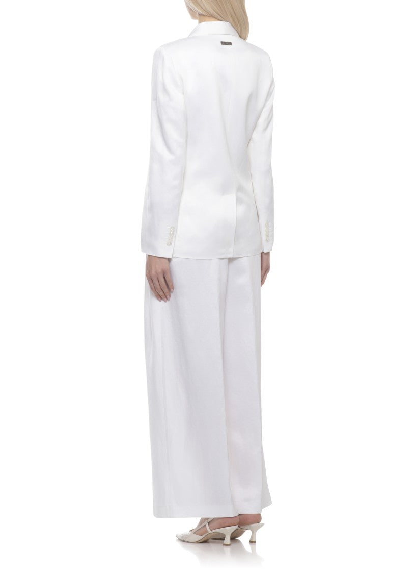 Peserico Ivory Viscose Shawl Collar Blazer