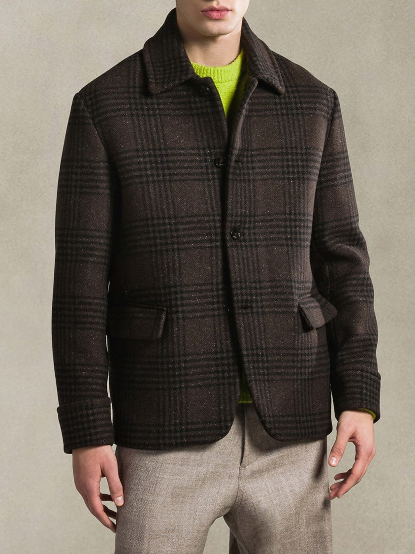 Cruna Classic Plaid Jacket With Structured Collar And Tailored Fit