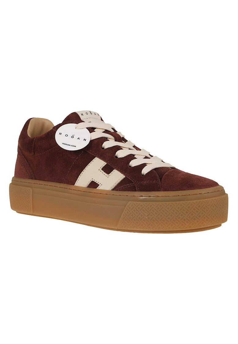 Hogan Burgundy H705 Suede Chunky Sneakers