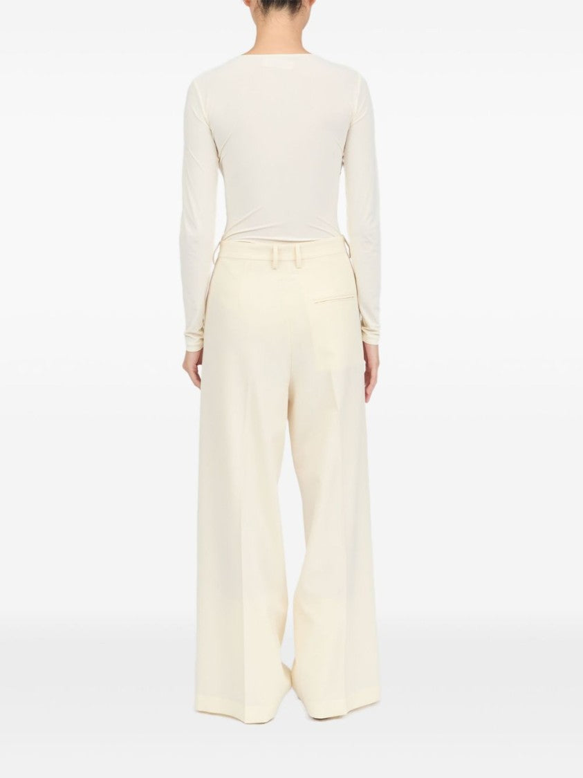 Mm6 By Maison Margiela Light Beige Trousers With Off-Centre Fastening