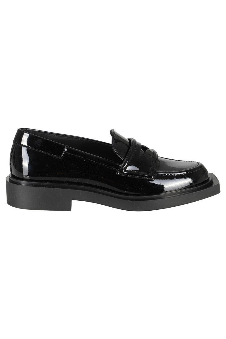3Juin Black Leather Loafer With Purple Pattern