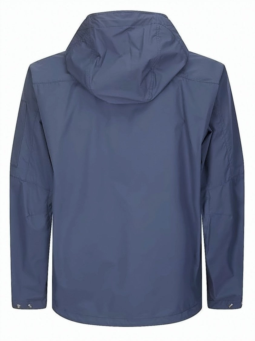 C.P. Company Casual Blue Jacket With Hood And Signature Logo Patch