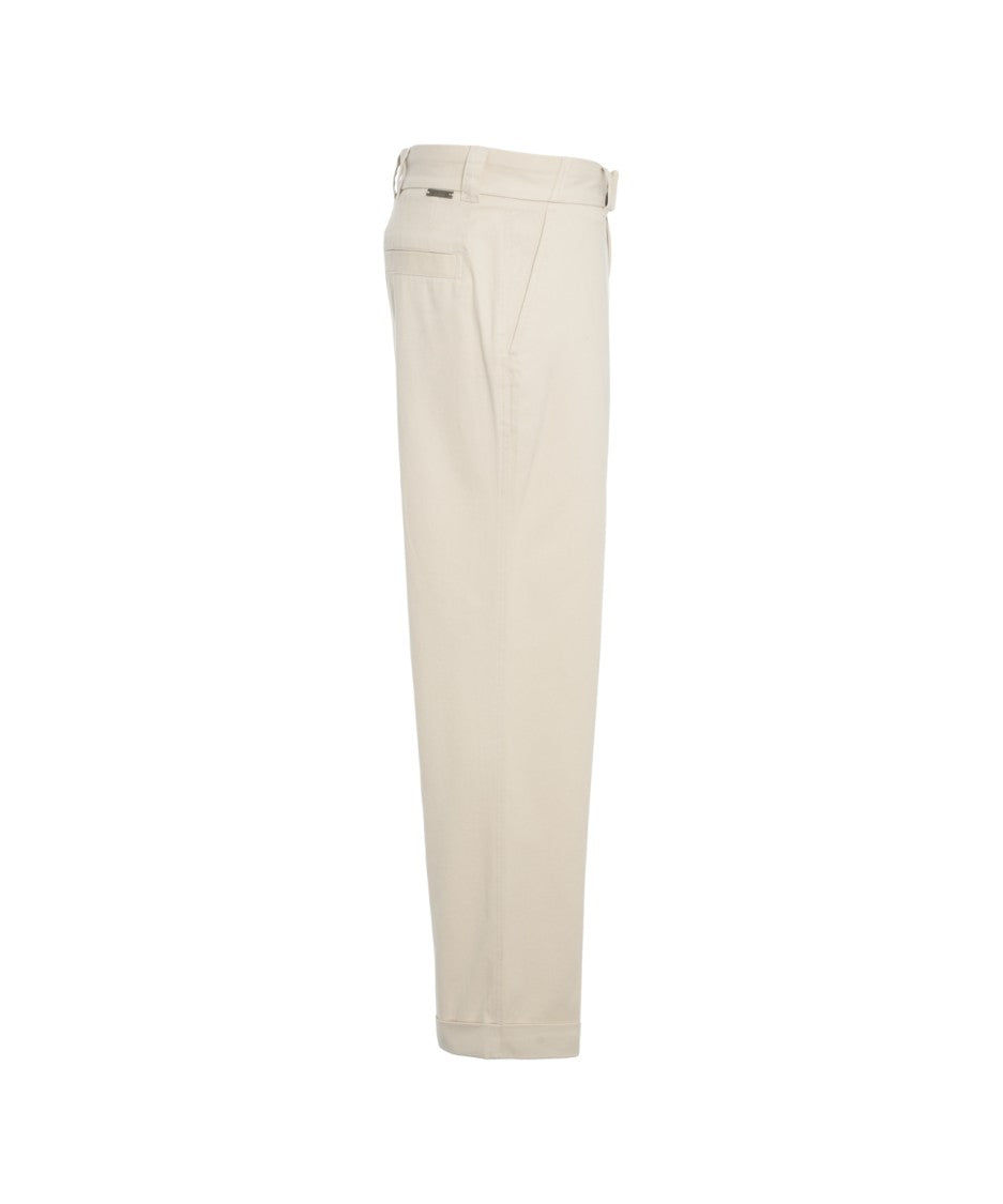 Paolo Pecora Straight-Leg Chino Pants With Turned-Up Hem And Minimalist Design