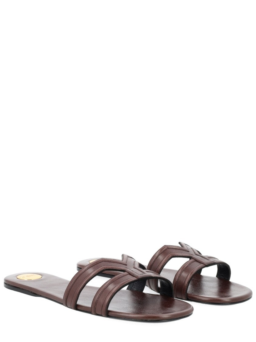 Saint Laurent Mabrouka Y-Strap Leather Sandals
