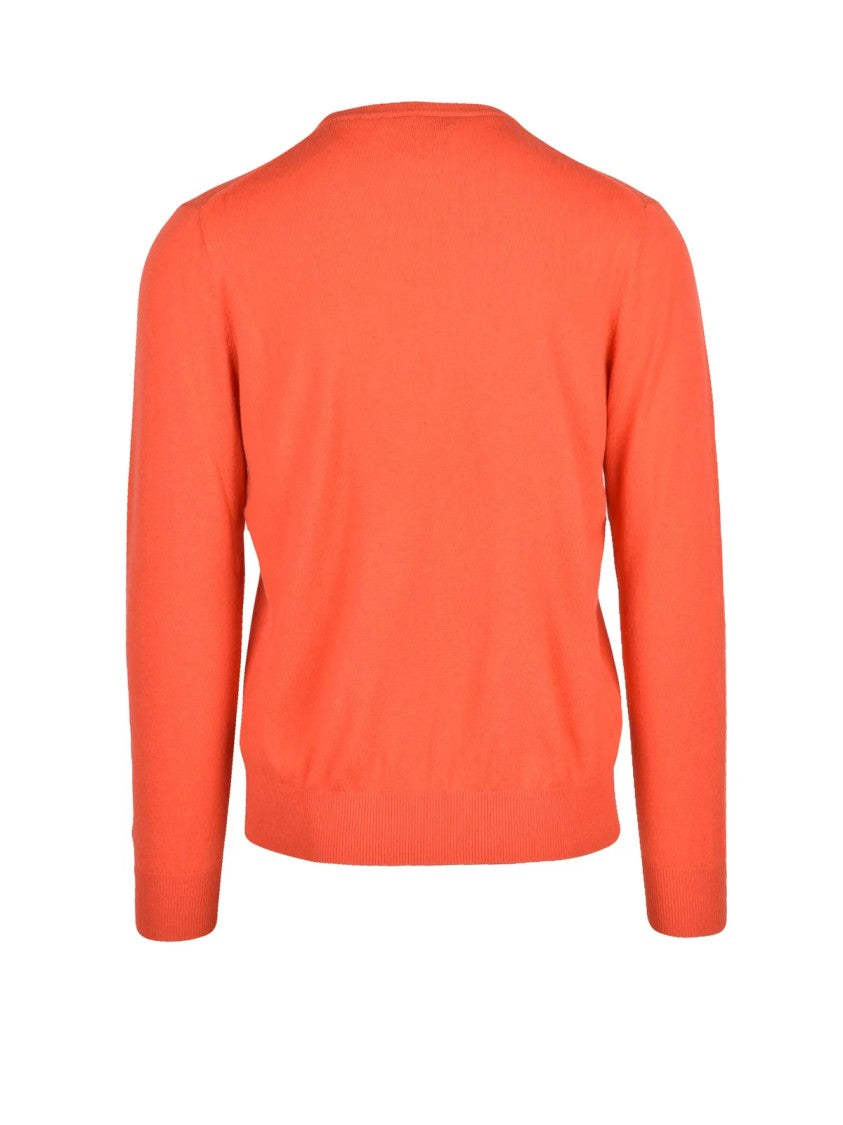 Mc2 Saint Barth Crewneck Sweater In Vibrant Orange Merino Wool-Cashmere Blend
