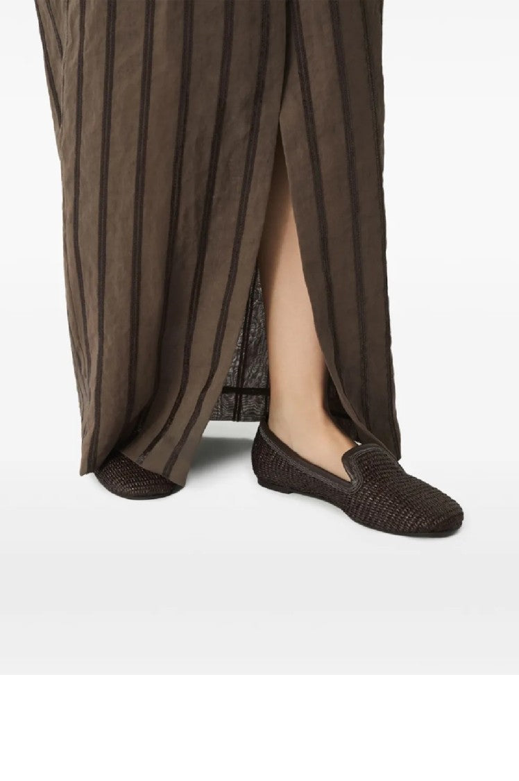 Brunello Cucinelli Woven Slip-On Brown Shoes With Elegant Detailing