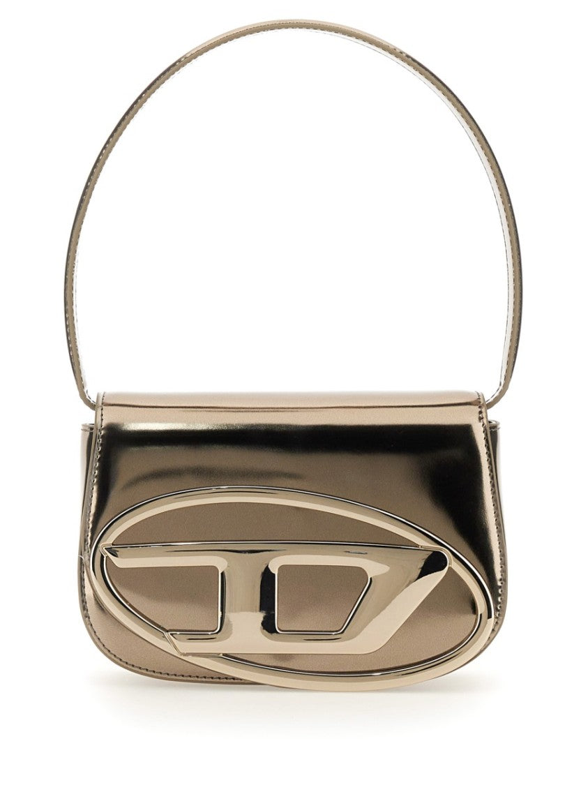 Diesel Metallic Finish Shoulder Bag With Distinctive Oval Logo