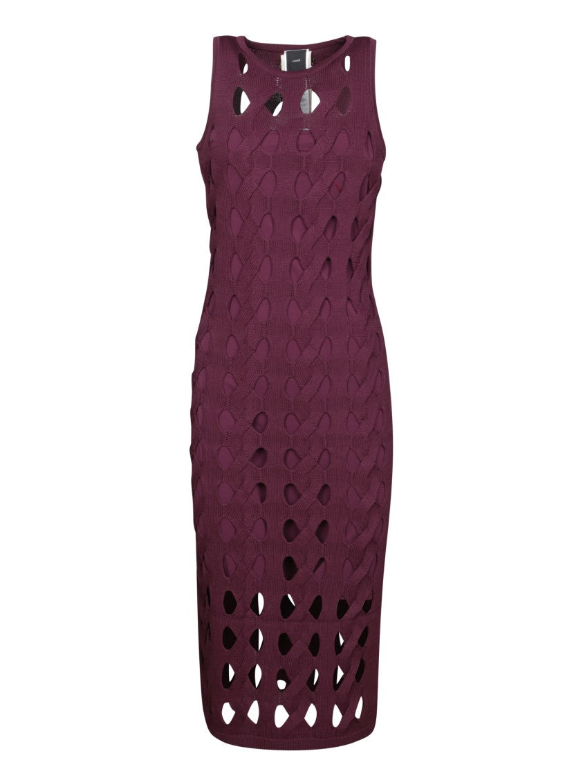 Pinko Sleeveless Bordeaux Dress With Braided Detailing