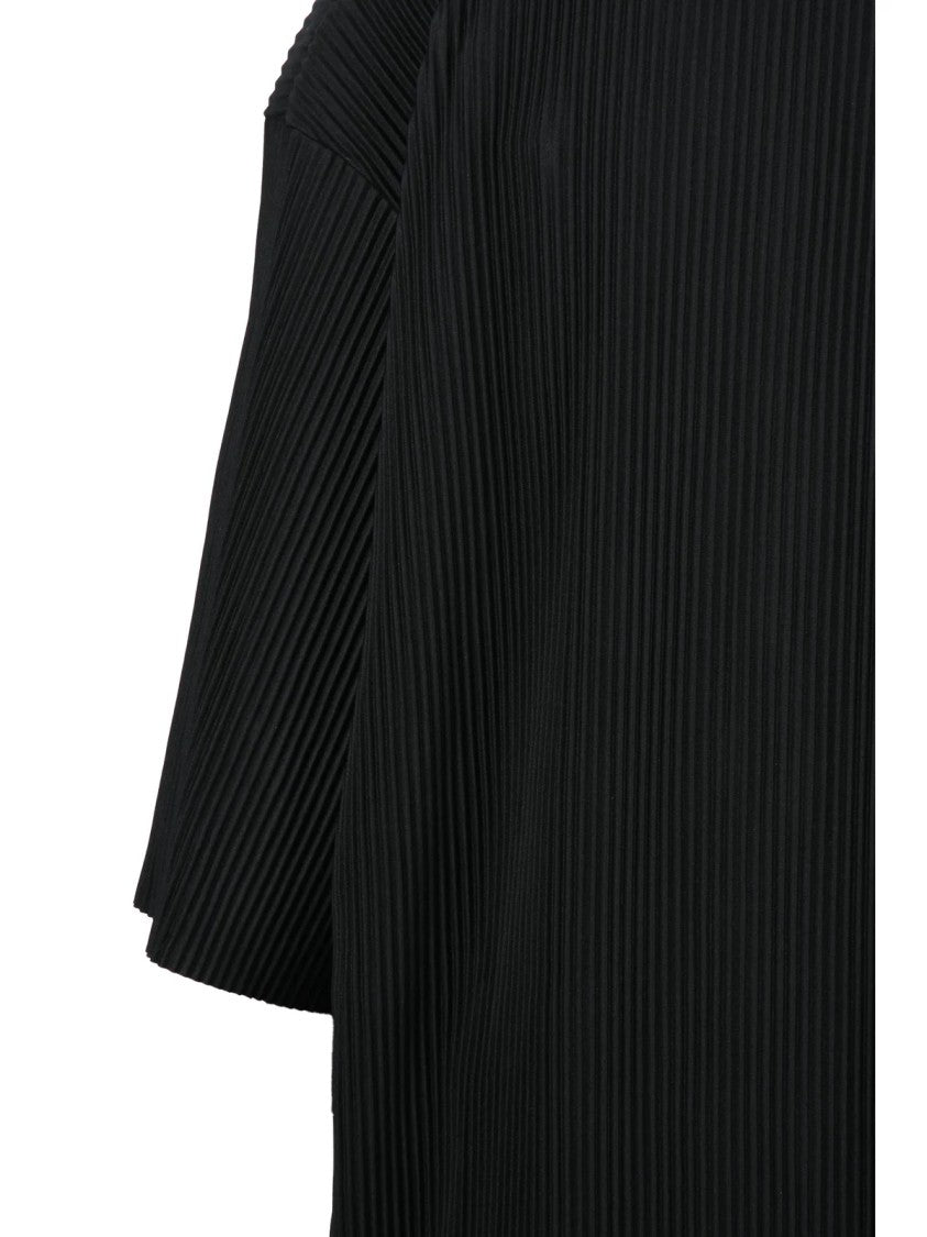 Herno Resort Black Pleated Round Neckline Polyester Blouse