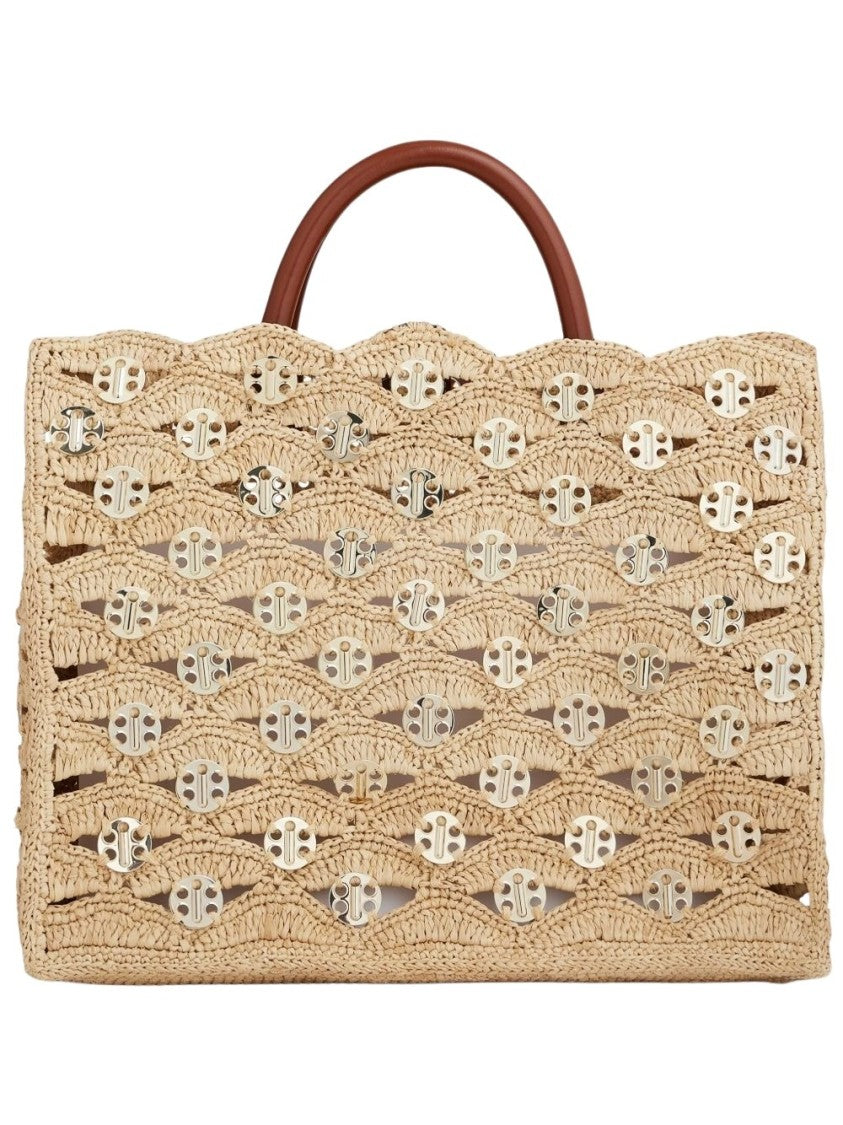 Rabanne Raffia Handbag With Intricate Woven Design