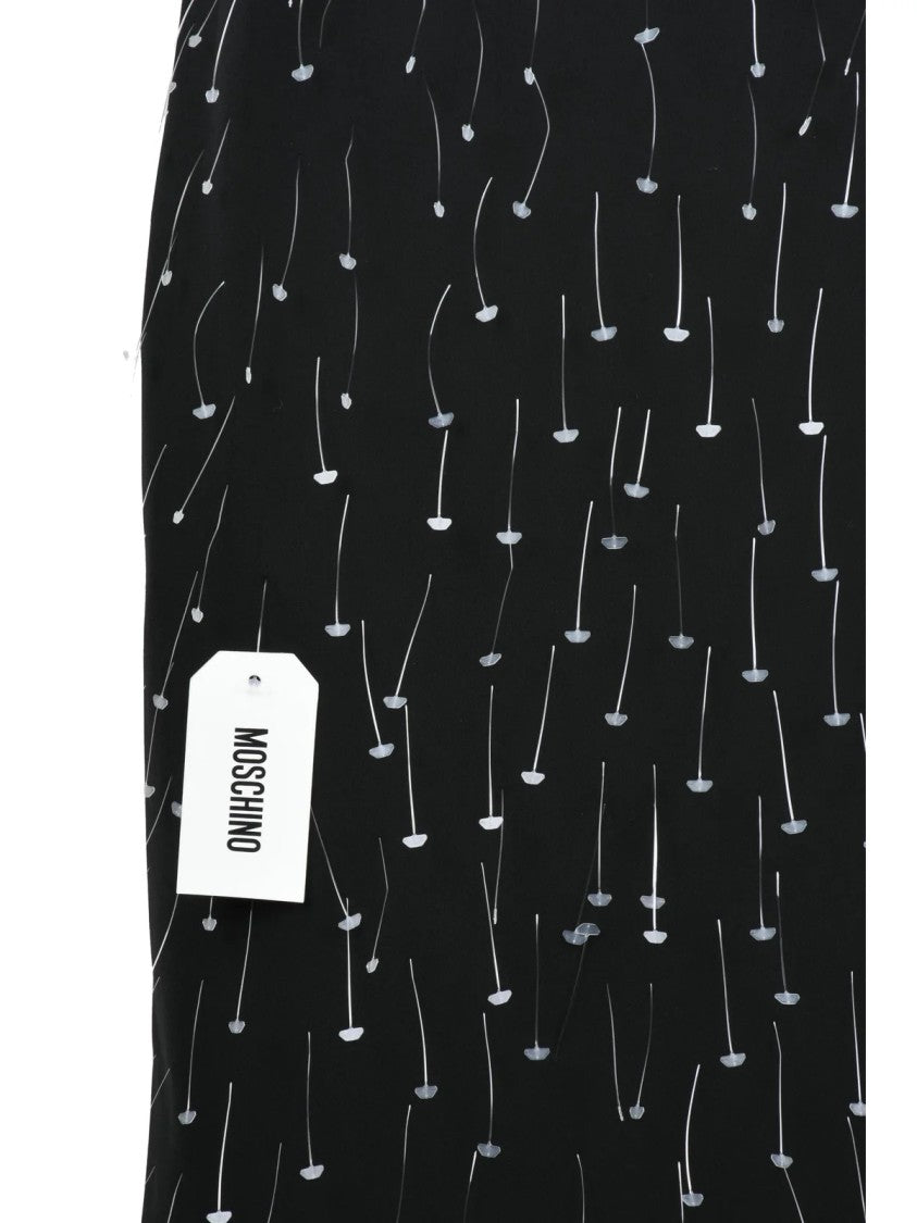 Moschino Couture Black Abstract Pattern Stretch Midi Dress
