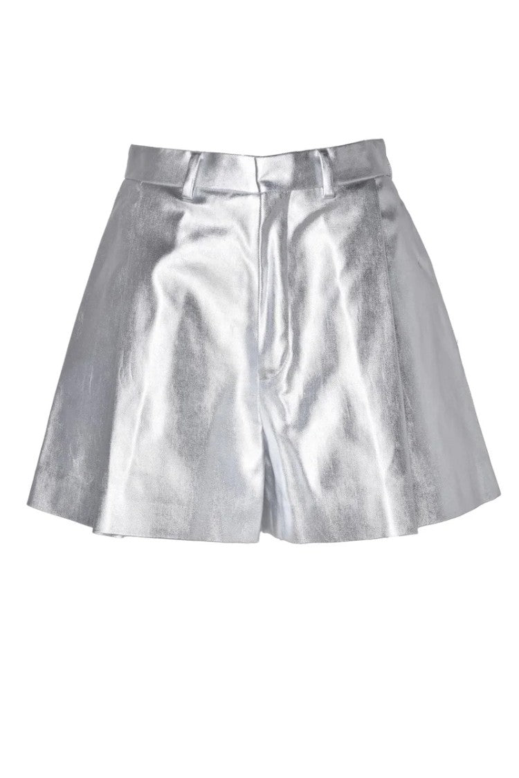 Nine Minutes High-Waisted Shorts - Silver