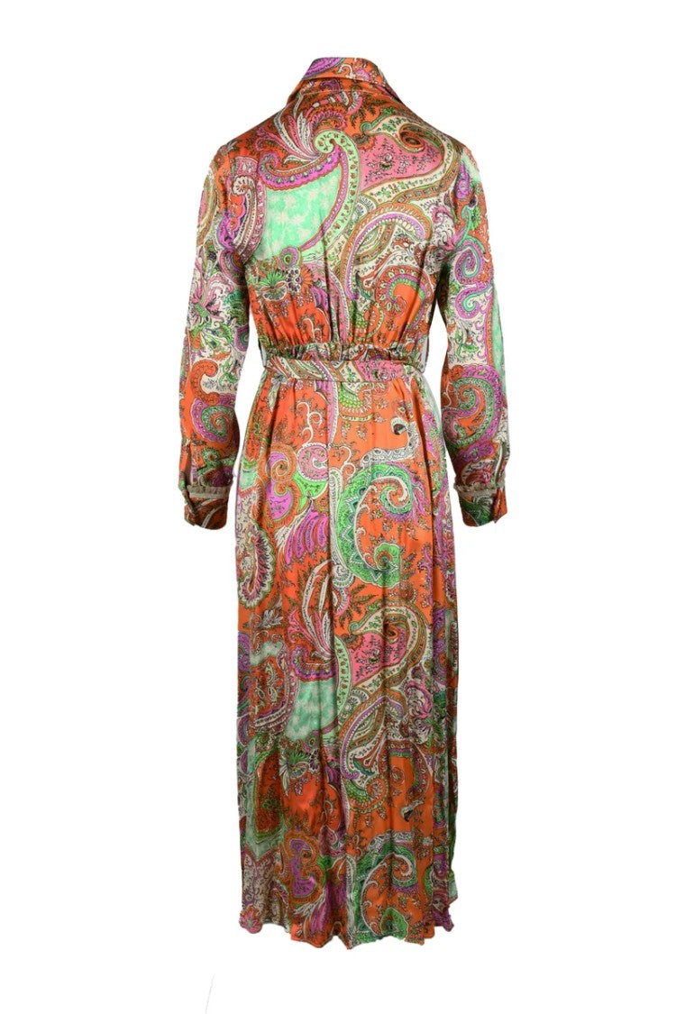 Motel Green/Orange Viscose Dress