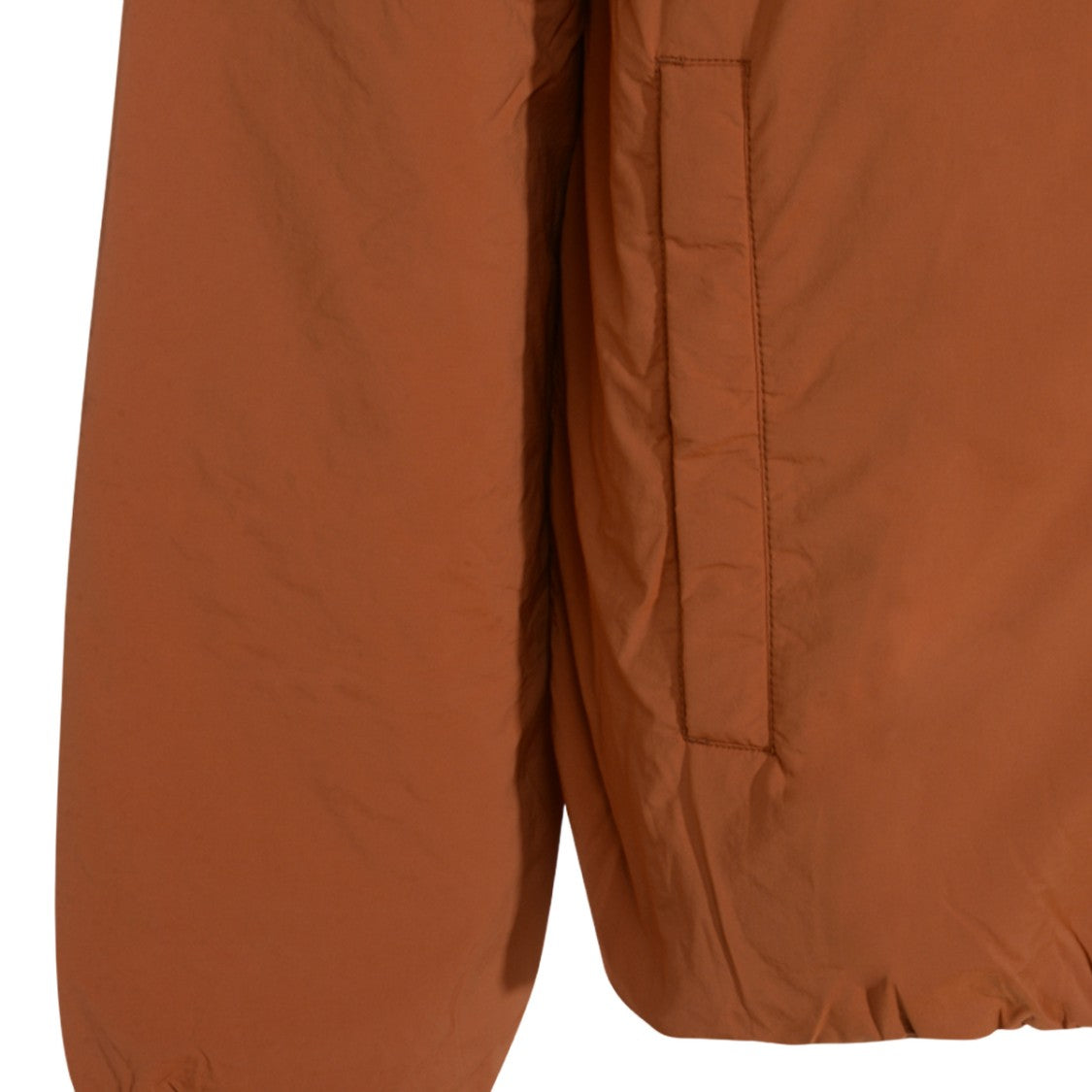 K-Way Brown Jacket With Multicolor Trim And Hoodie