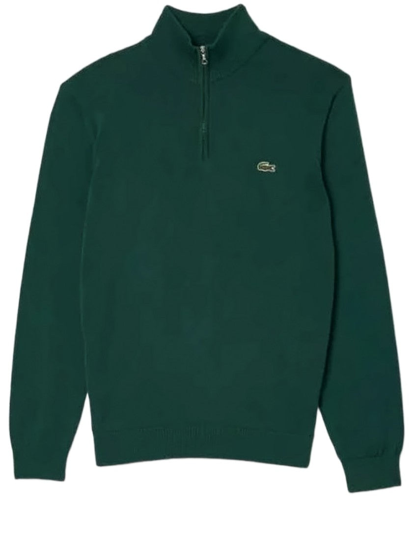 Lacoste Half-Zip Sweater With High Collar And Ribbed Details