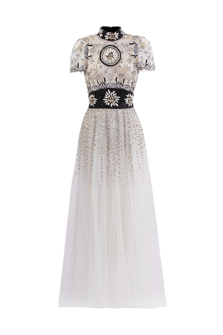 Saiid Kobeisy Embroidered Tulle Midi Dress
