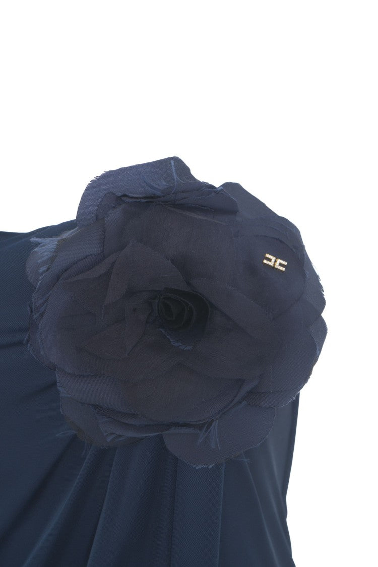 Elisabetta Franchi Draped Evening Dress With Off-Shoulder Neckline