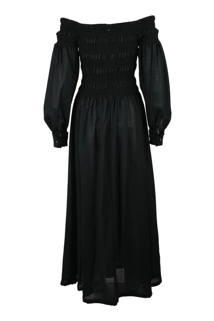 Max Mara Black Virgin Wool Maxi Dress