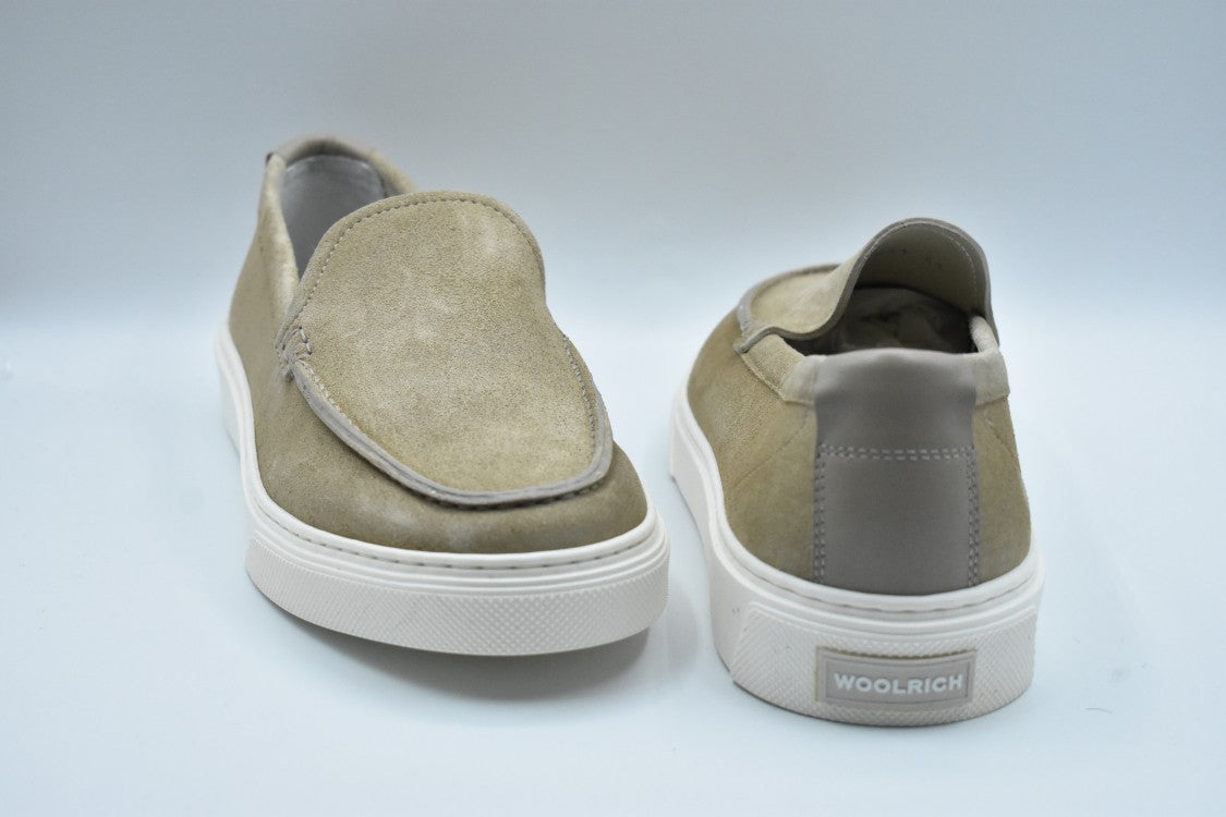 Woolrich Beige Slip-On Low Shoes With Soft Suede Finish