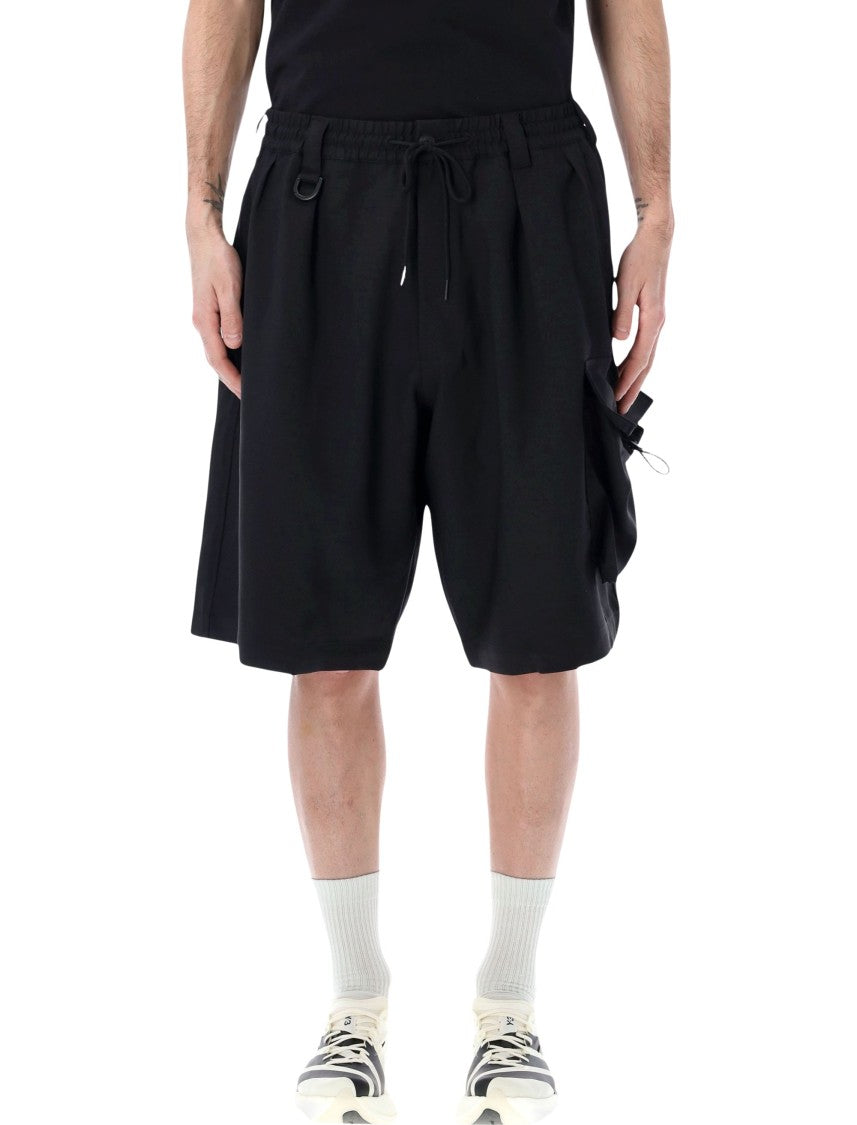 Y-3 Sport Uniform Cargo Shorts With Elasticated Waistband And Flap Pockets