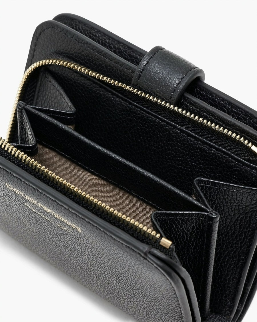 Emporio Armani Tumbled Leather Screen Printed Bifold Wallet