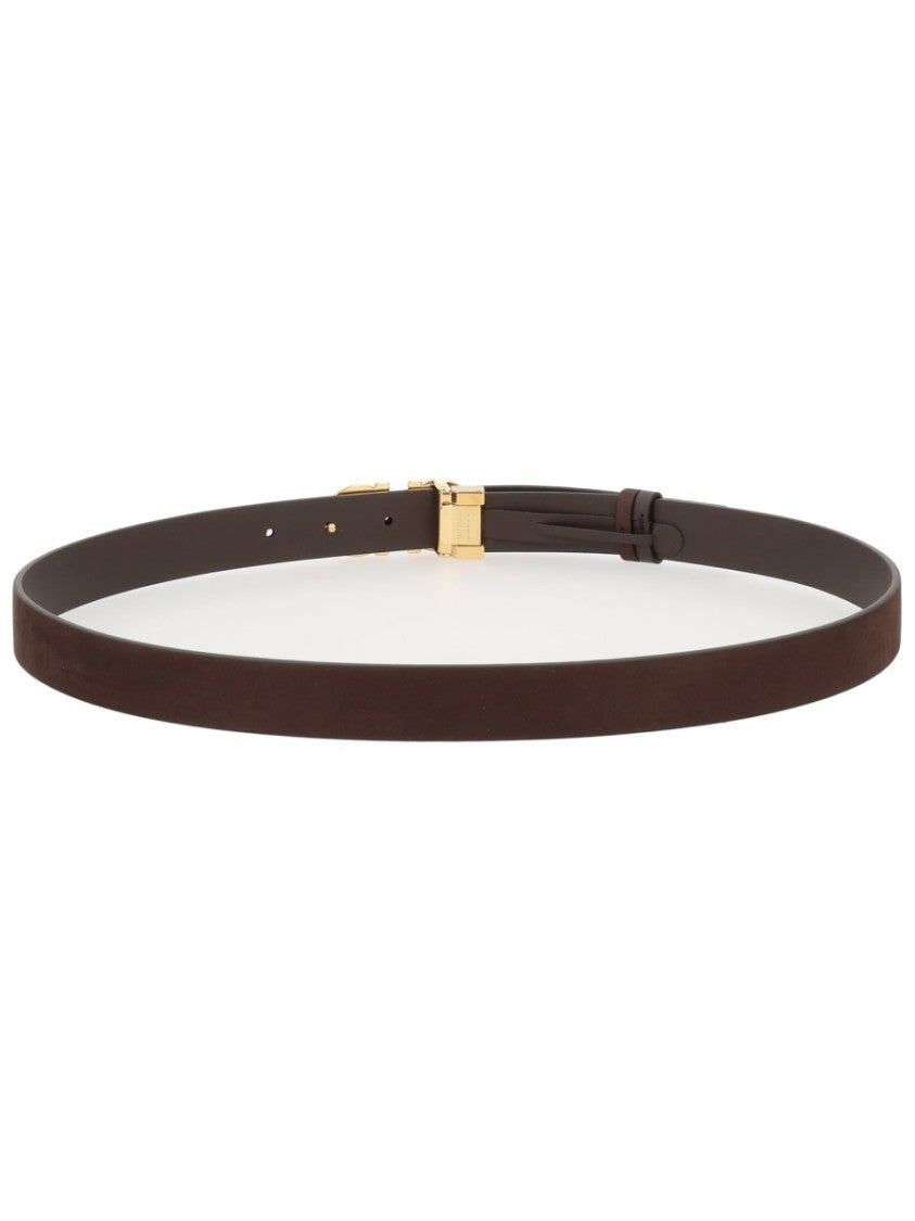 Ferragamo Dark Brown Reversible Gold Buckle Belt