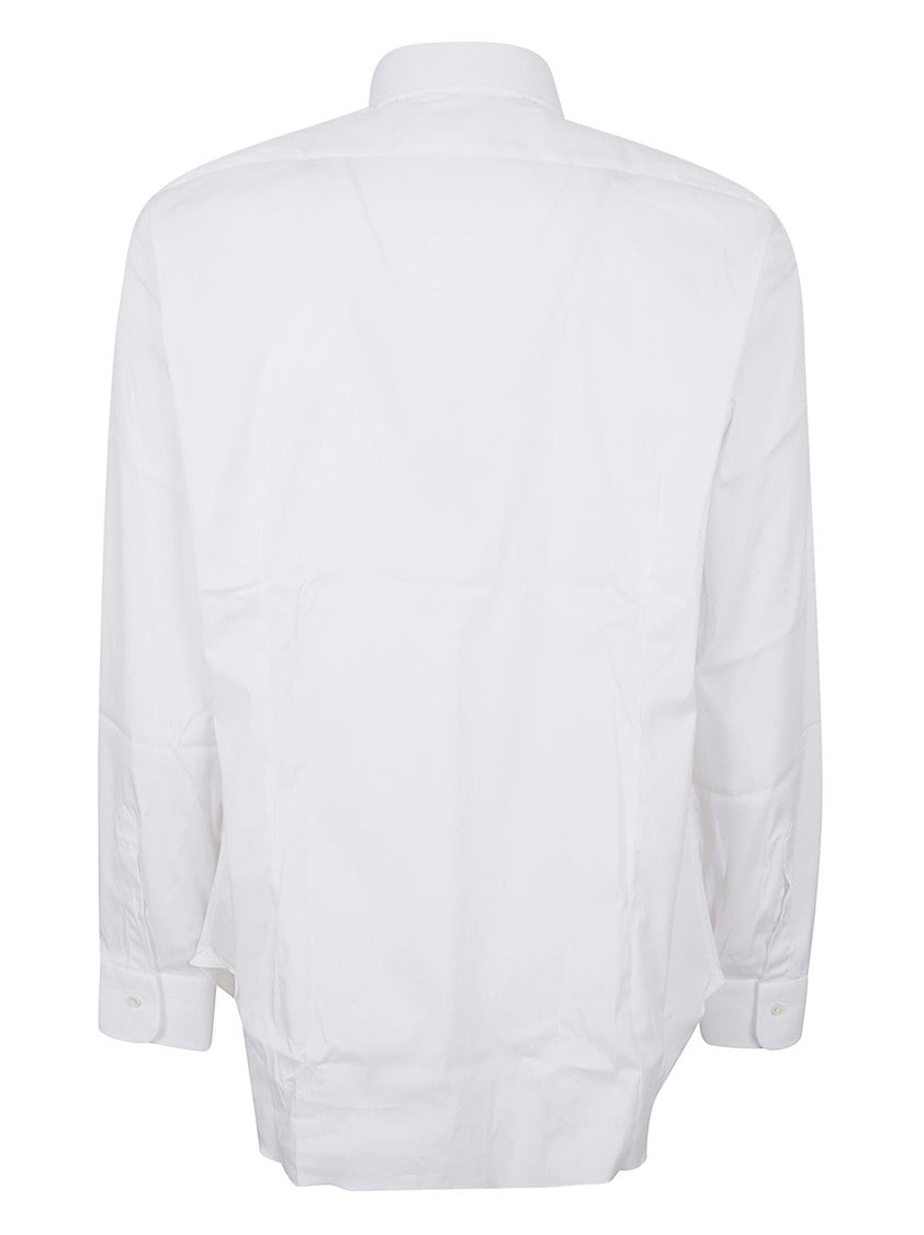 Barba Napoli White Cotton Blend Shirt With Classic Collar