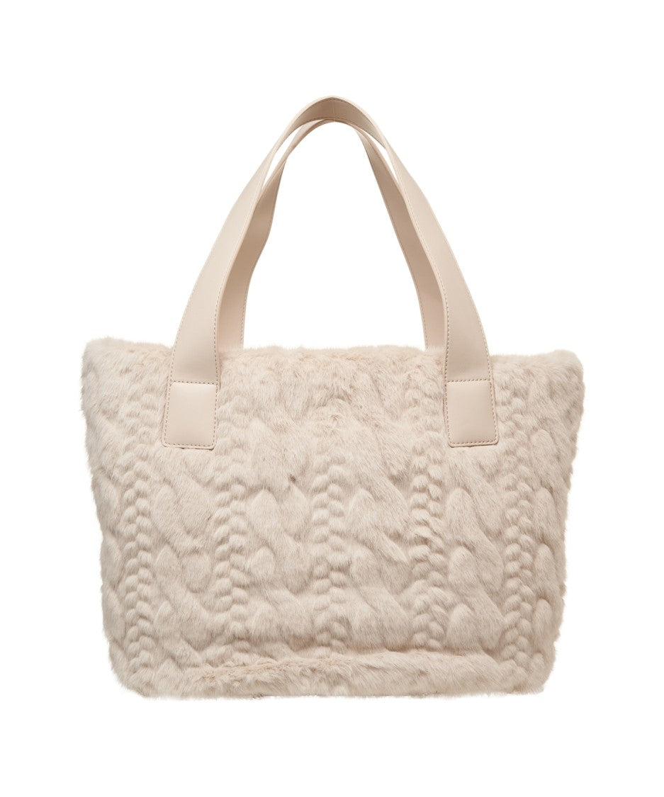 Liu Jo Braided Texture Handbag In Soft Synthetic Fur