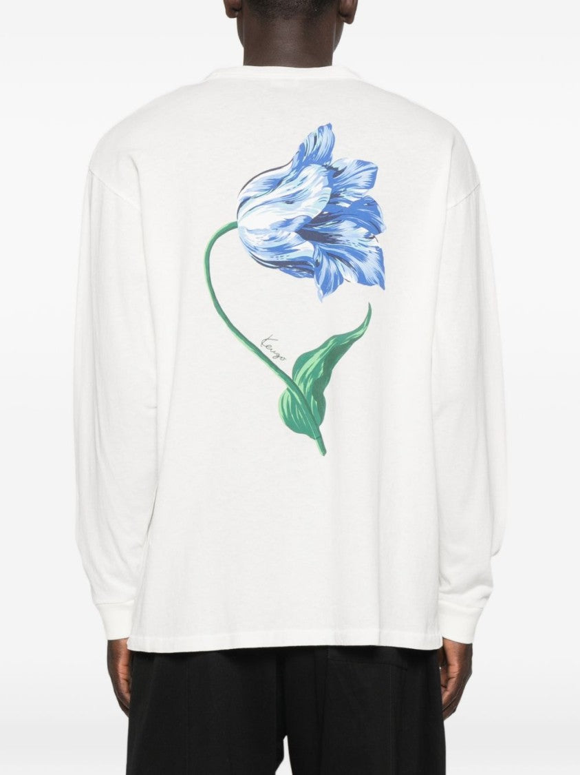 Kenzo Graphic Print Crew Neck Cotton T-Shirt
