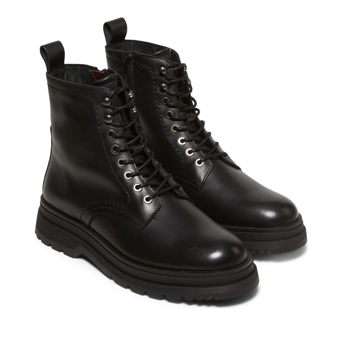 Marc O'polo Black Martin 13A Leather Lace-Up Side Zip Boots