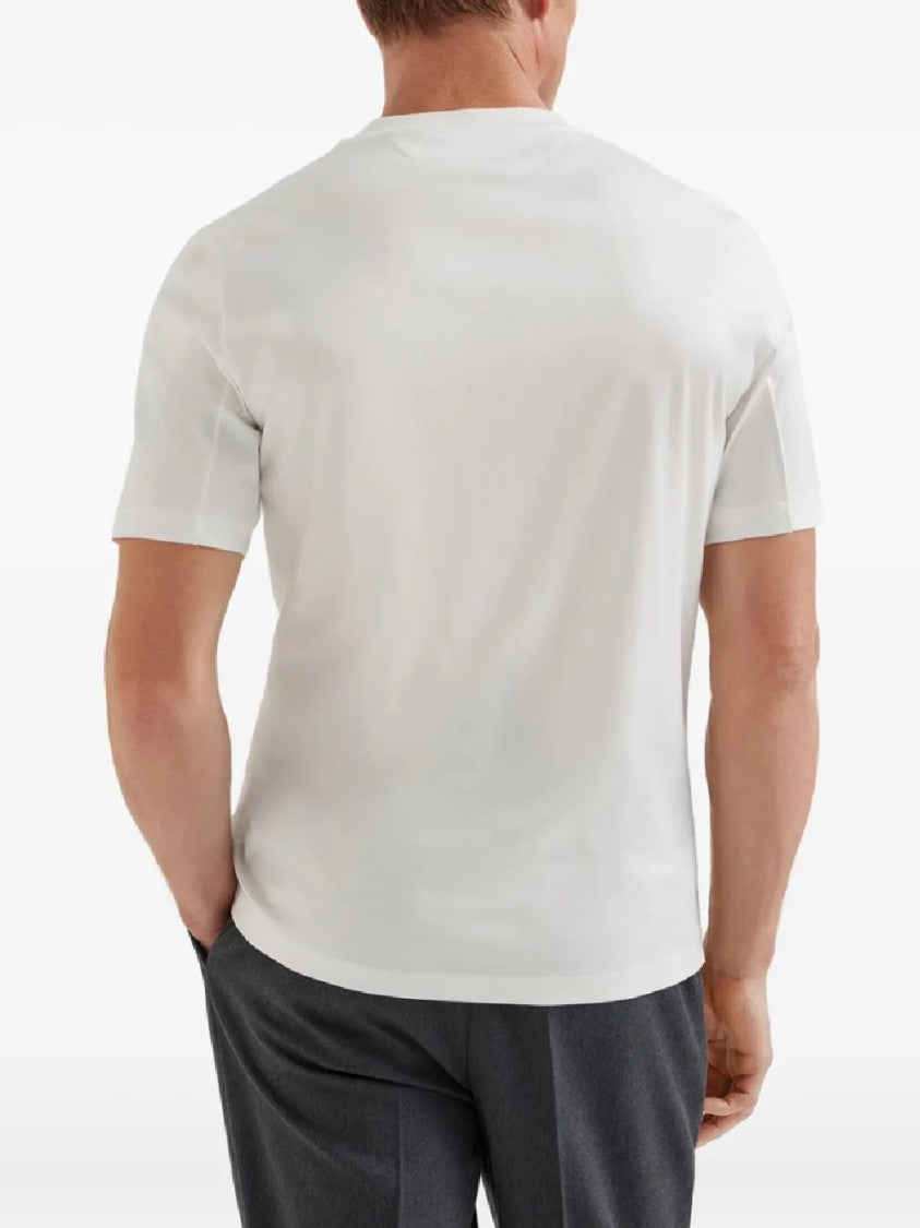 Brunello Cucinelli Crew Neck T-Shirt With Subtle Logo Print