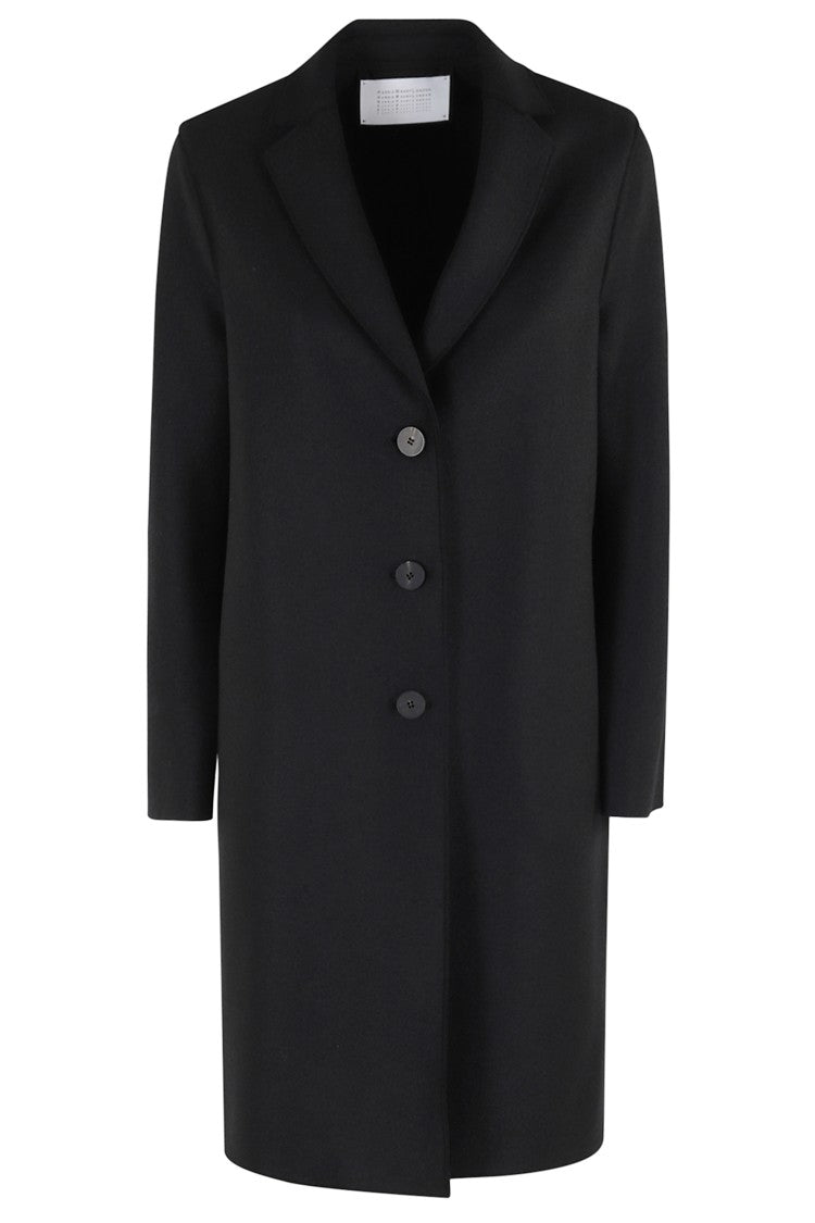 Harris Wharf London Tailored Black Overcoat With Classic Lapel